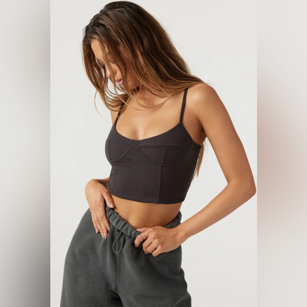 Joah Brown Bustier Tank Top (Tan, Beige, Neutral, Corset, Crop, Streetwear)